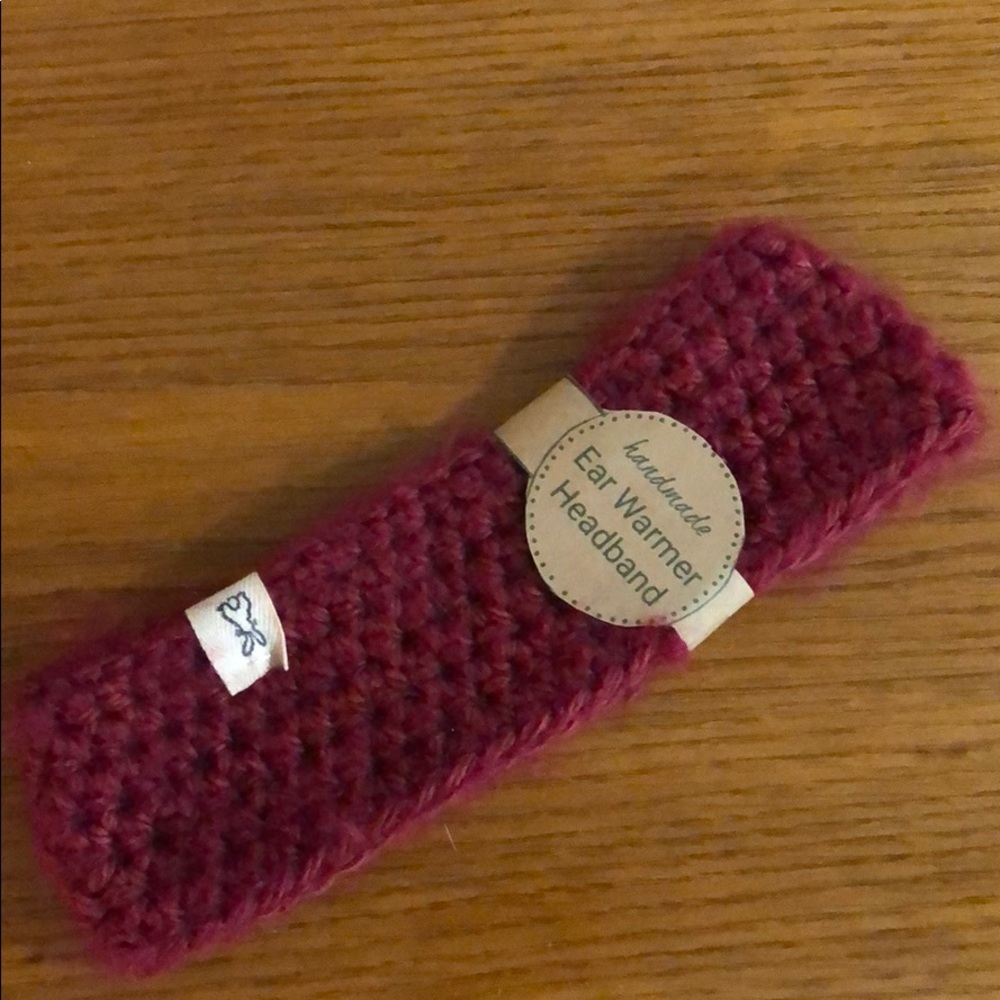 Brand New Handcrafted Burgundy Fuzzy Ear Warmer